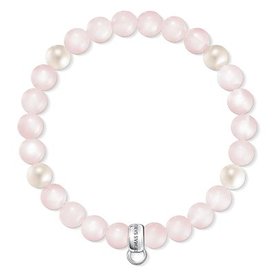 Thomas Sabo Tenyésztett gyöngy rózsakvarc gumis karkötő - 