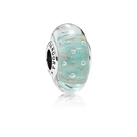 Pandora ékszer Mentaszínű csillámló üveg charm 791669