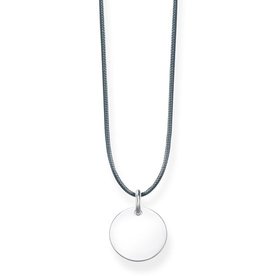 Thomas Sabo Szürke textil choker gravírozható ezüst lappal LSKE0002-173-5-L80