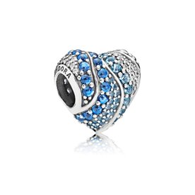 Pandora ékszer Vízkék szív ezüst charm 797015NABMX Pandora ékszer Vízkék szív ezüst charm 797015NABMX