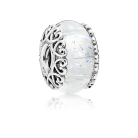 Pandora ékszer Irizáló fehér üveg charm 797617