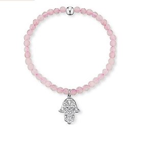 Engelsrufer Rózsakvarc gumis karkötő Fatima kezével - ERB-HAND-RQ