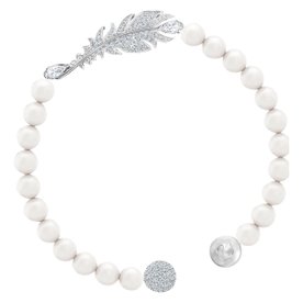 Swarovski Fehér gyöngy karkötő swarovski tollal 