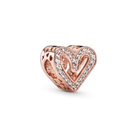 Pandora ékszer Csillogó aszimmetrikus szív rozé charm 788692C01