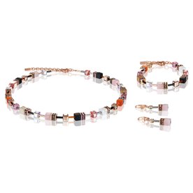 Coeur de Lion GeoCUBE rózsakvarc ónix jáspis howlit swarovski nyaklánc 4905/10-0227