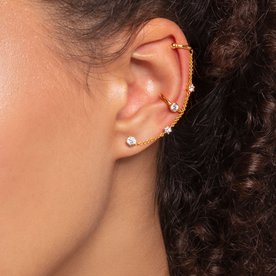 Thomas Sabo Fél pár aranyozott ezüst fülgyűrű cirkóniával EC0018-414-14