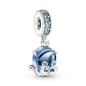 Pandora ékszer Kék muránói üveg függő octopus ezüst charm 791694C01