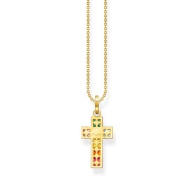 Thomas Sabo Aranyozott ezüst nyaklánc színes köves kereszt medállal KE2166-996-7-L45V