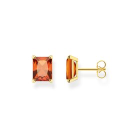 Thomas Sabo Aranyozott ezüst fülbevaló téglalap alakú narancs színű kővel H2201-472-8