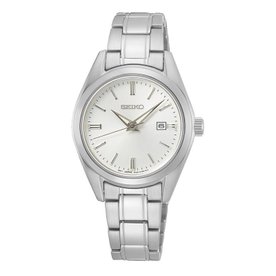 Seiko Classic ezüst fémcsatos fehér számlapos női karóra SUR633P1