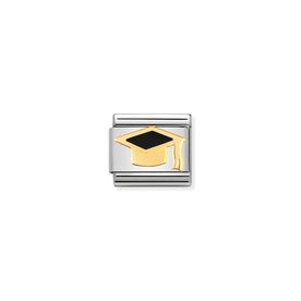 Nomination Arany diplomaosztó kalap charm tűzzománccal - 030223-08
