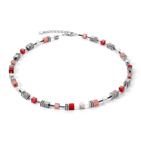 Coeur de Lion GeoCUBE piros szürke ezüst nyaklánc ásványokkal - 5012/10-0300