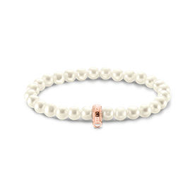 Thomas Sabo Tenyésztett gyöngy gumis karkötő rozé charmtartóval 