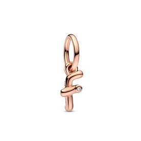 Pandora ékszer F betű rozé függő charm 782532C01