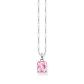 Thomas Sabo Ezüst nyaklánc kis téglalap alakú rózsaszín kővel KE1964-051-9-L45V