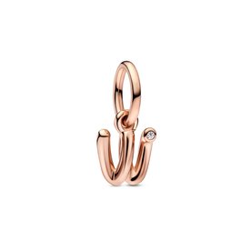 Pandora ékszer  W betű rozé függő charm 782481C01