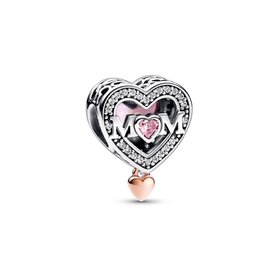 Pandora ékszer Kéttónusú anya és szív áttört charm 782653C01