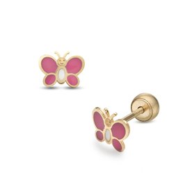 Lisa Arany pillangó rózsaszín tűzzománccal gyerek fülbevaló - JTAG-0309-18 Lisa Arany pillangó rózsaszín tűzzománccal gyerek fülbevaló - JTAG-0309-18