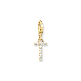 Thomas Sabo  T betű aranyozott ezüst charm cirkóniával 1983-414-14