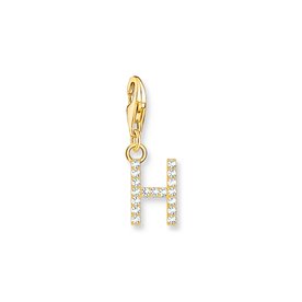 Thomas Sabo  H betű aranyozott ezüst charm cirkóniával 1971-414-14