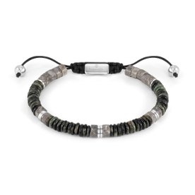 Nomination Instinctstyle férfi állítható karkötő szürke jáspissal - 027924-081