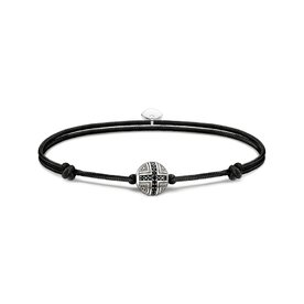 Thomas Sabo Állítható fekete textil karkötő keresztes gyönggyel A2111-889-11-L22V