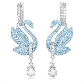 Swarovski Iconic kék hattyús ezüst színű függő fülbevaló 5660593