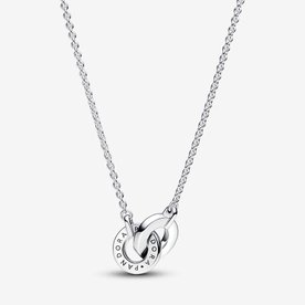 Pandora ékszer Signature összefonódott ezüst logó és pávé nyaklánc 392736C01-45