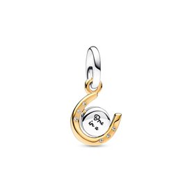Pandora ékszer Kéttónusú patkó charm forgó lappal 762713C01 Pandora ékszer Kéttónusú patkó charm forgó lappal 762713C01
