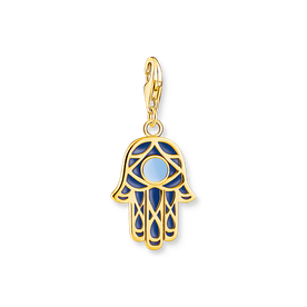 Thomas Sabo Aranyozott ezüst Fatima keze charm kék tűzzománccal 2033-427-1