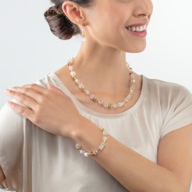 Coeur de Lion  GeoCUBE iconic nature arany fehér karkötő - 3018/30-1416