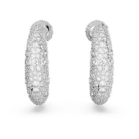 Swarovski Luna ezüst színű hold alakú fülbevaló fehér kristállyal 5666179