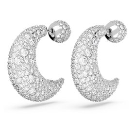 Swarovski Luna ezüst színű hold alakú fülbevaló fehér kristállyal 5666179