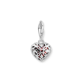 Thomas Sabo Piros szív ezüst foglalatban charm 2094-699-10