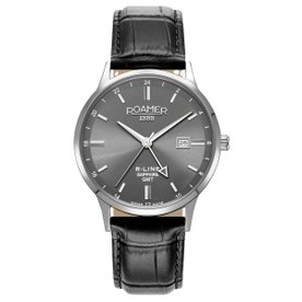 Roamer R-LINE GMT szürke  számlapos férfi óra dupla szíjjal 990987415505