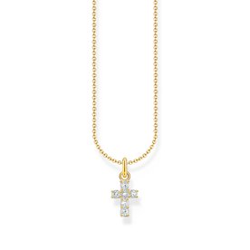Thomas Sabo Aranyozott ezüst nyaklánc áttetsző kereszt medállal KE2226-414-14-L45v