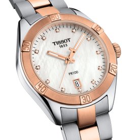 Tissot PR 100 Lady Sport Chic kéttónusú női óra gyémántokkal T1019102211600