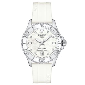 Tissot Seastar 1000 quartz fehér számlapos szilikon szíjas karóra T1202101711600