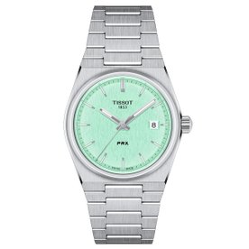 Tissot PRX quartz világos zöld számlapos karóra T1372101109100