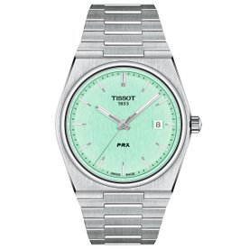 Tissot PRX quartz világos tiffany zöld számlapos karóra T1374101109101