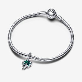 Pandora ékszer Opálfényű zöld pálmafa függő ezüst charm 793352C01