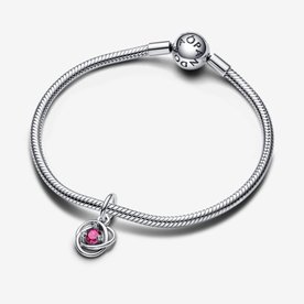 Pandora ékszer Pink örökkévalóság körök függő ezüst charm 793125C10