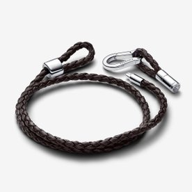 Pandora ékszer Barna dupla fonott bőr karkötő 593338C01-D2