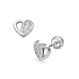 Lisa Áttört szív 14K fehér arany gyerek fülbevaló - JTAG-0427-18