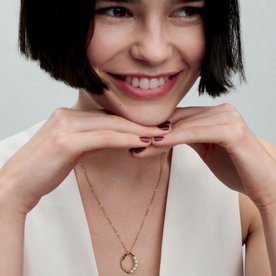 Pandora ékszer Organikus formájú shine kör nyaklánc tenyésztett gyönggyel 363254C01-60