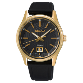 Seiko Fekete számlapos szilikonszíjas quartz férfi karóra SUR560P1