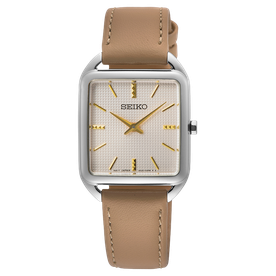 Seiko Négyszögletes bőrszíjas női karóra SWR089P1