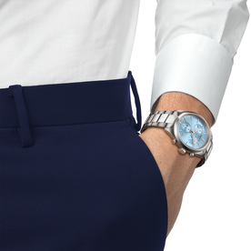 Tissot PR 100 'Light Blue Sunray' világoskék chronograph karóra T1504171135100