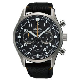 Seiko Neo Sports fekete számlapos textil hibrid szíjas chronograph férfi karóra SSB449P1