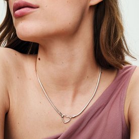 Pandora ékszer Moments szív kapcsos kígyólánc ezüst nyaklánc 393377C00-45